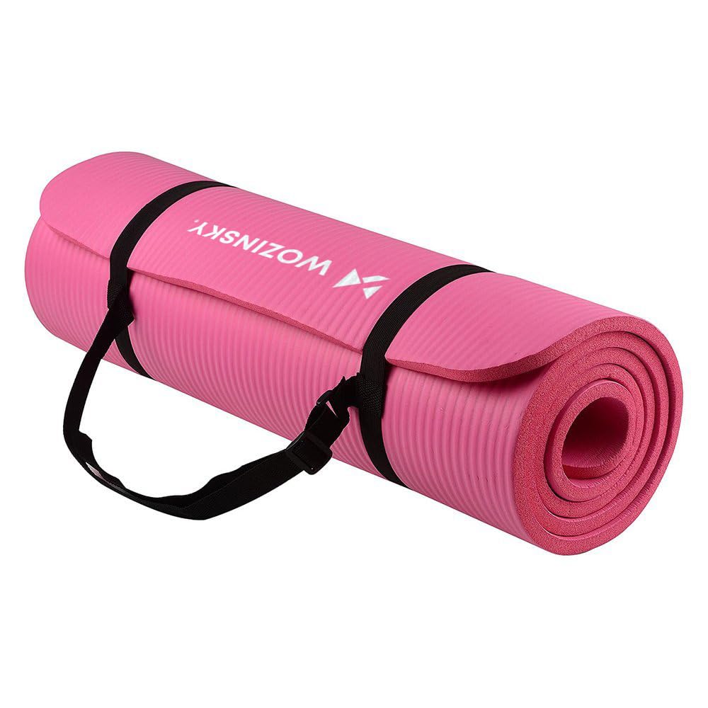 Wozinsky Tapis Fitness 181 cm Tapis de Yoga Noir 1 cm Antidérapant
