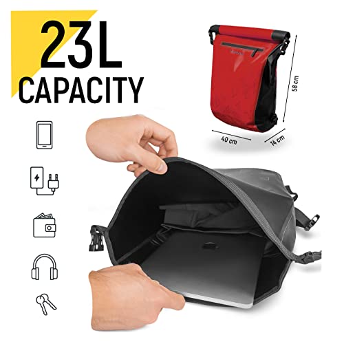 WOZINSKY Sacoches porte-bagages sacoche vélo 23 L Rouge étanche