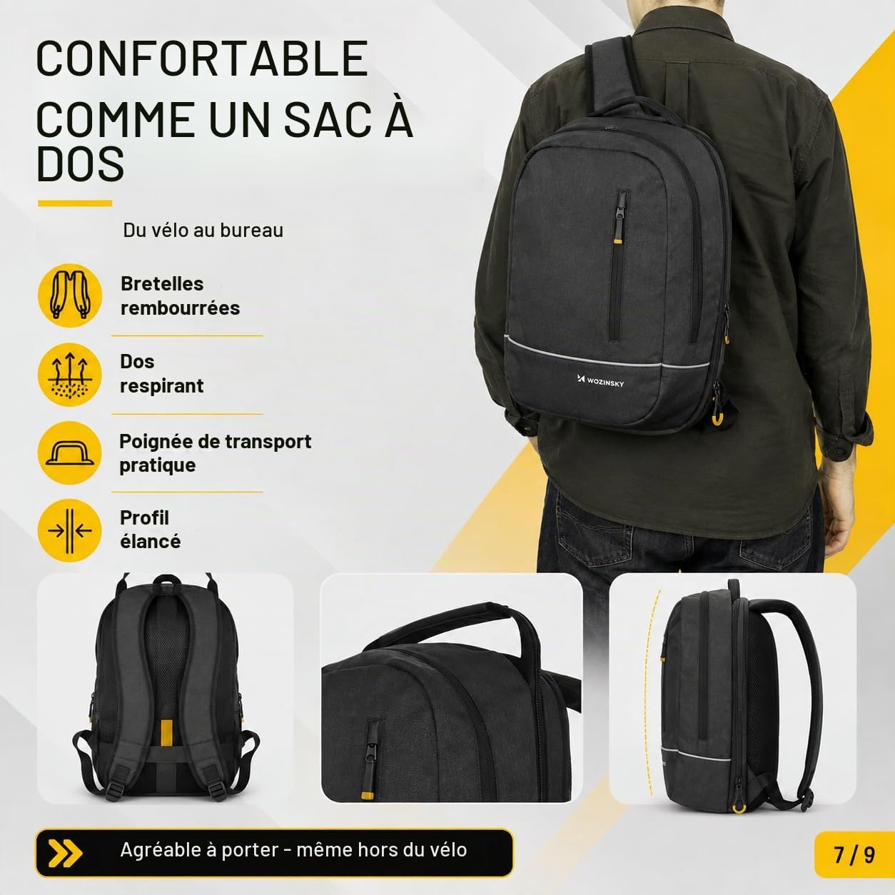 Wozinsky Sacoche Porte-Bagages 2 en 1 Étanche 30 L Noire