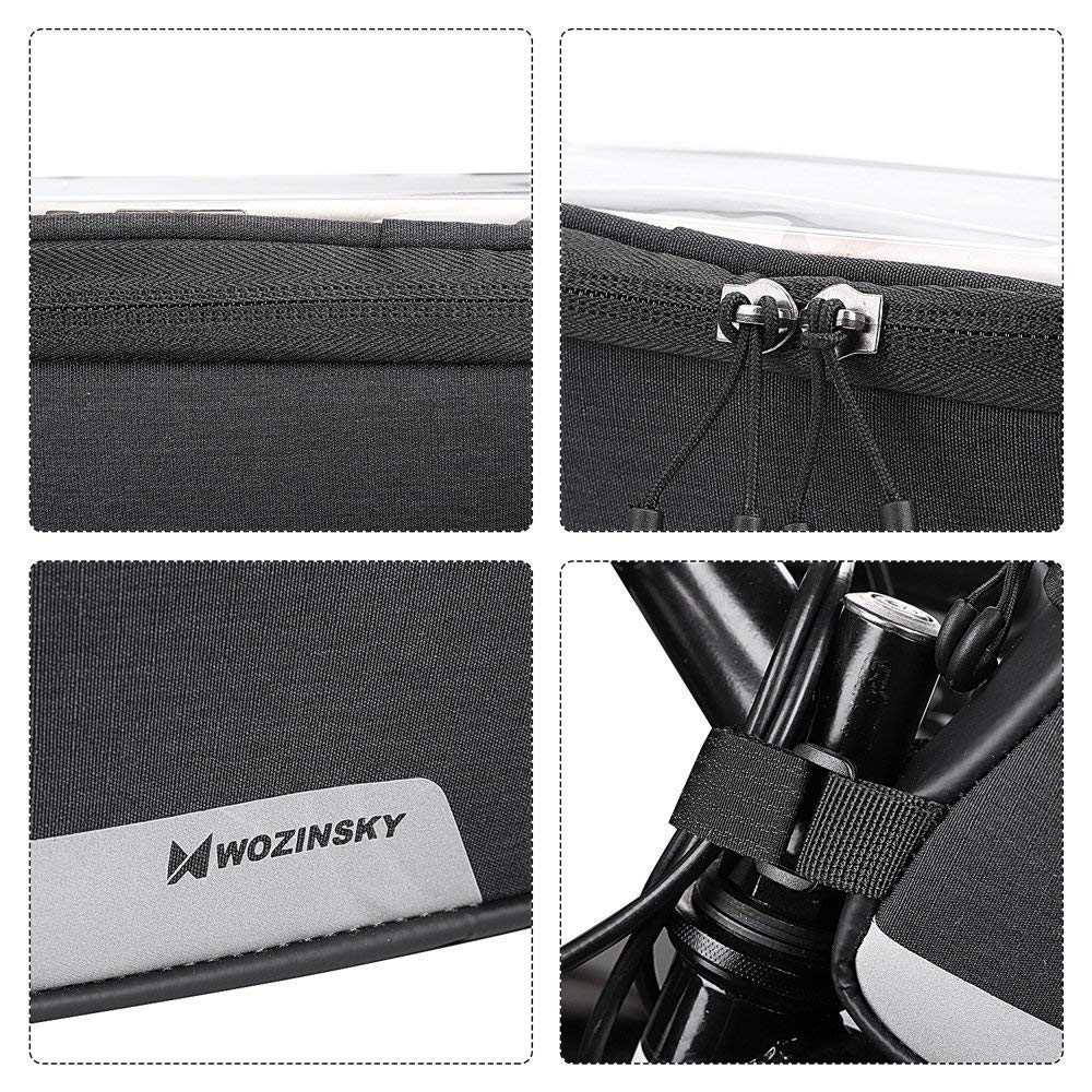 Wozinsky WBB6BK sacoche cadre vélo noire étanche smartphone