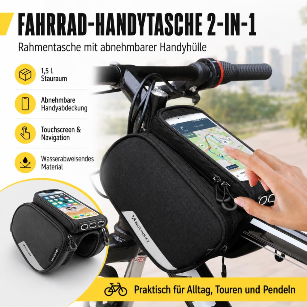 Wozinsky Sacoche Cadre Vélo Téléphone 6,5" 1,5 L