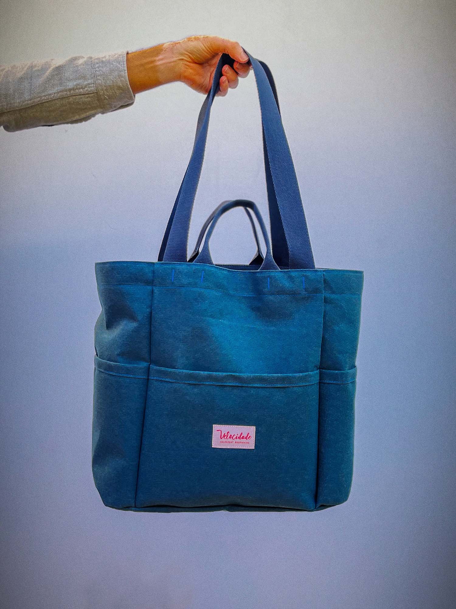 Atelier Velocidade Cabas XXL tote bag marine toile France