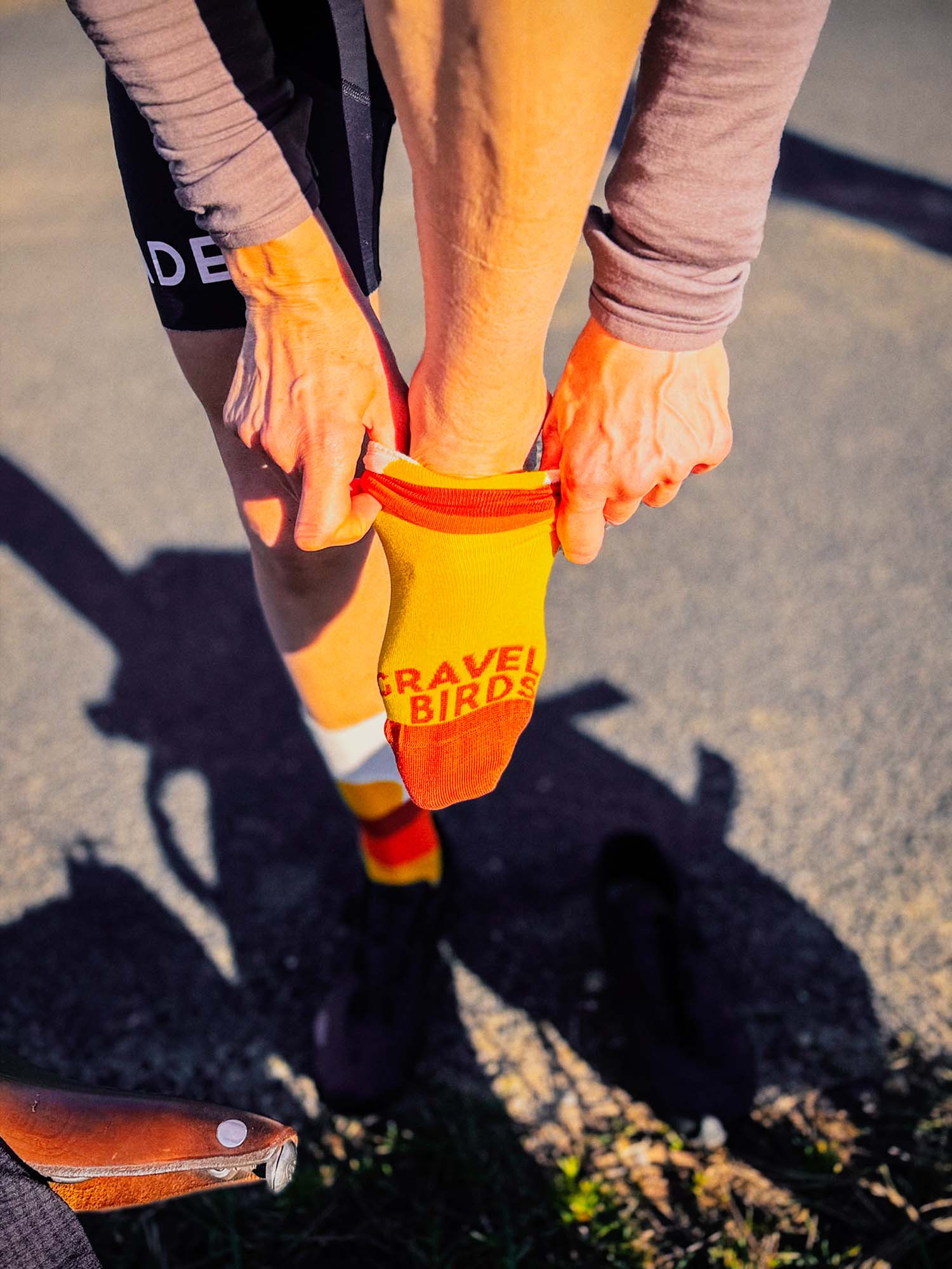 Atelier Velocidade Gravel Birds chaussettes vélo Écru 41-45