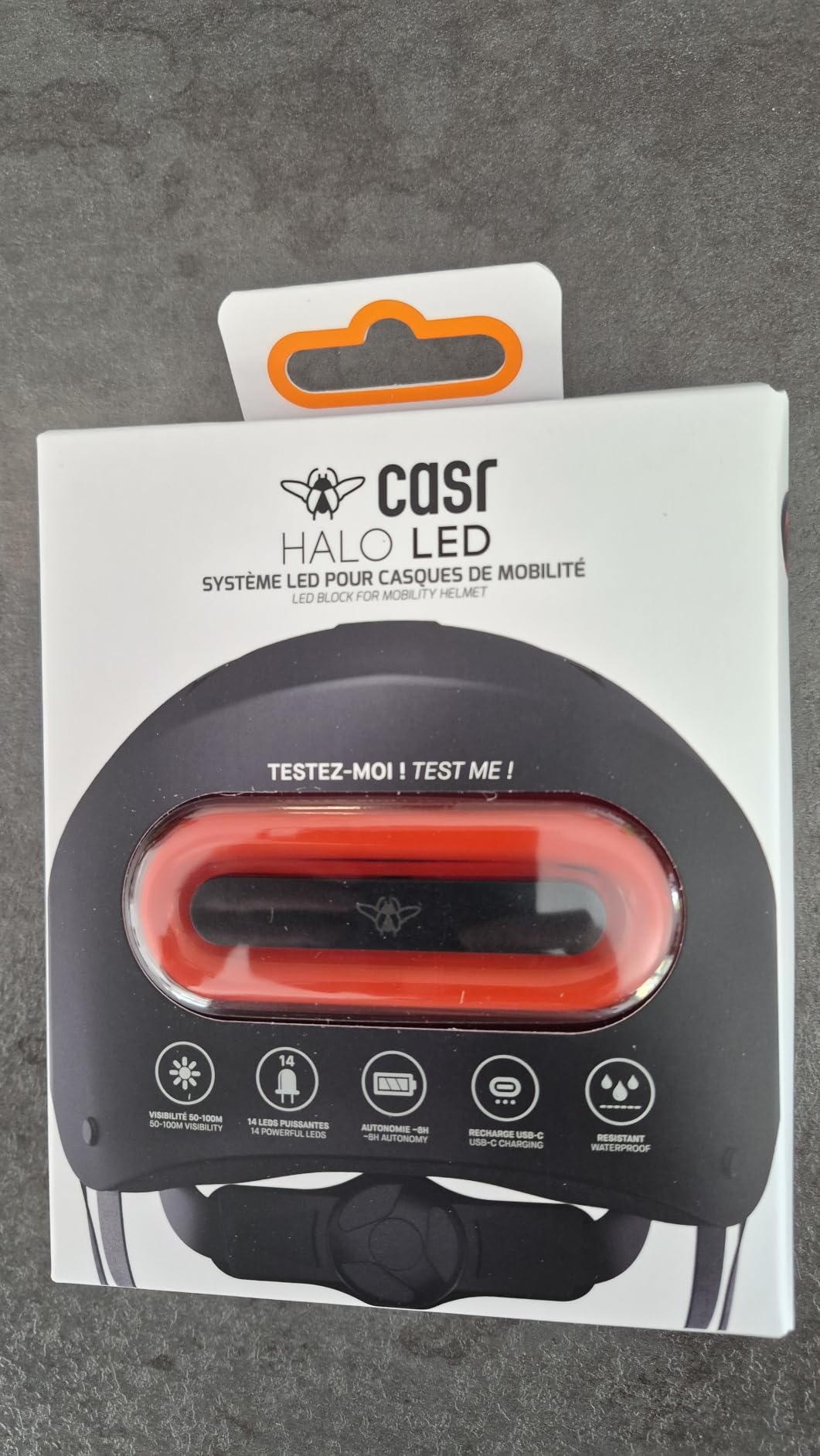CASR Halo LED lumière casque vélo noir 14 LED USB-C