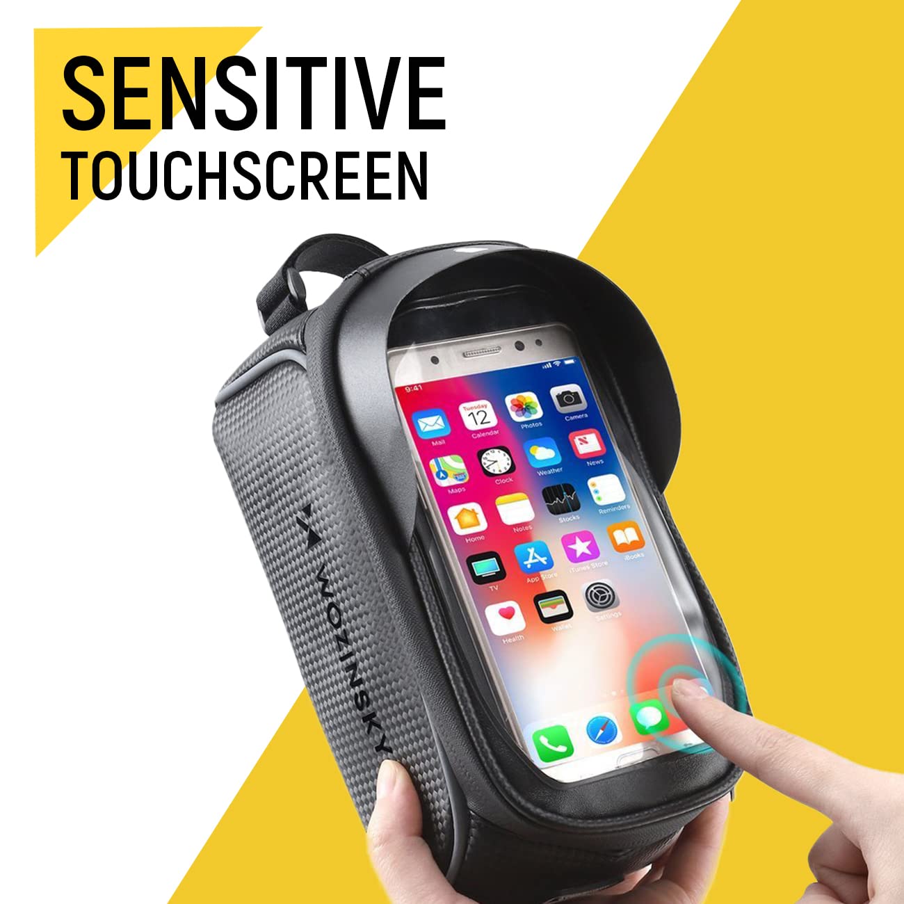 Wozinsky Sacoches de cadre sacoche vélo 2 L noir smartphone