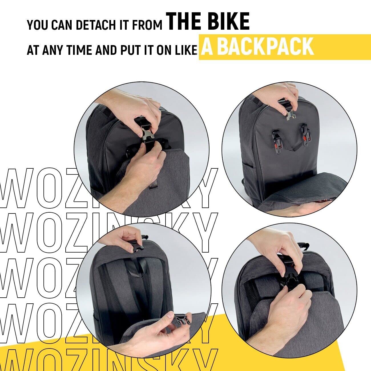 Wozinsky WBB33BK sac voyage vélo 40 L 2 en 1 étanche noir