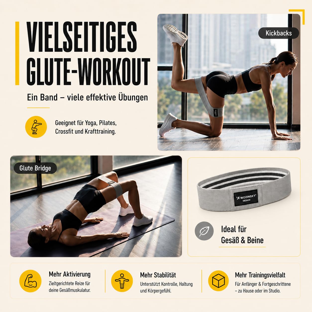 Wozinsky 3X Bandes Fitness Élastiques Musculation 3 Résistances