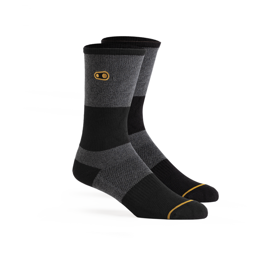 Crankbrothers Icon chaussettes vélo gris noir doré S/M