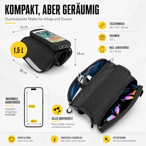 Wozinsky Sacoche Cadre Vélo Téléphone 6,5" 1,5 L