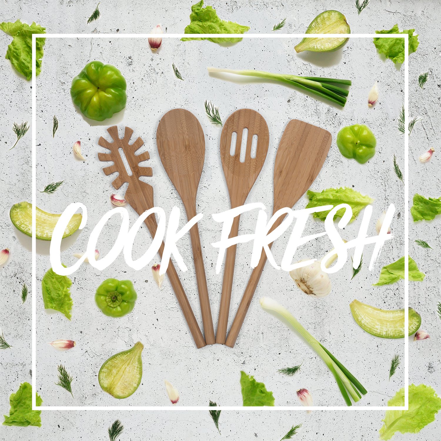 Basil Kit 4 ustensiles cuisine bambou naturel