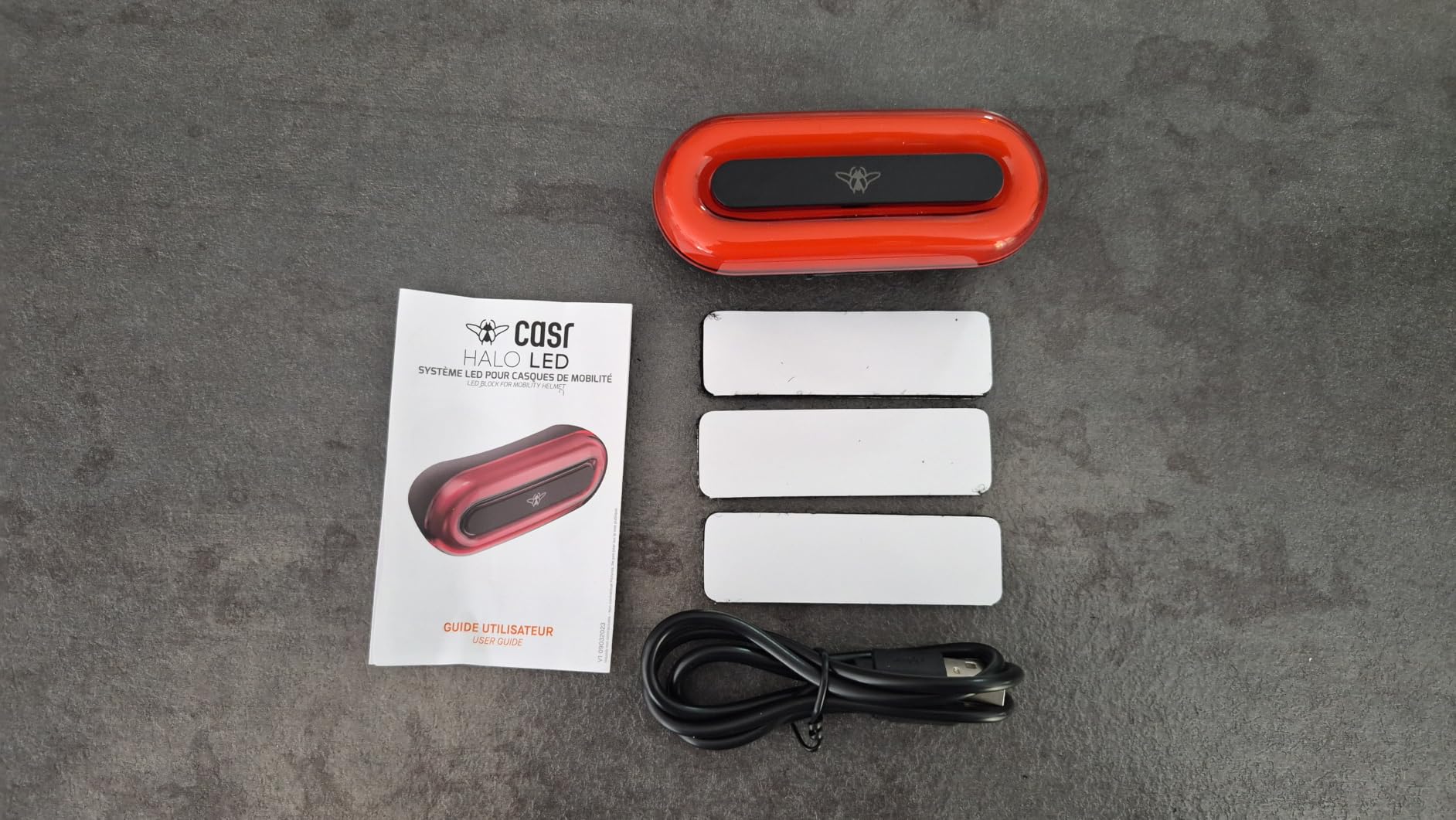 CASR Halo LED lumière casque vélo noir 14 LED USB-C