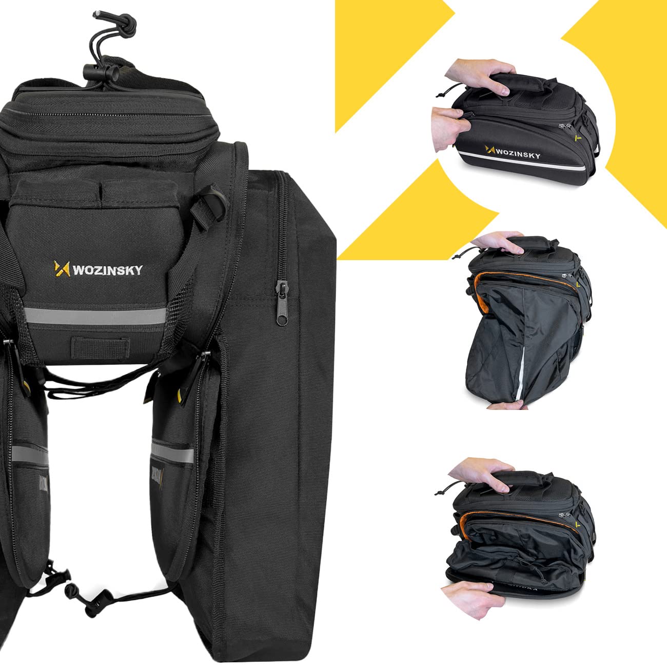 Wozinsky sacoche vélo porte-bagages 35L noire étanche