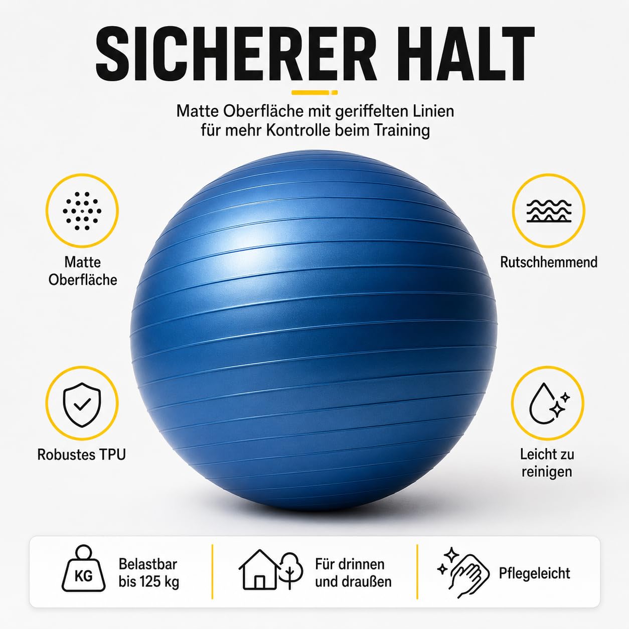 Wozinsky ballon gymnastique 65 cm bleu avec pompe