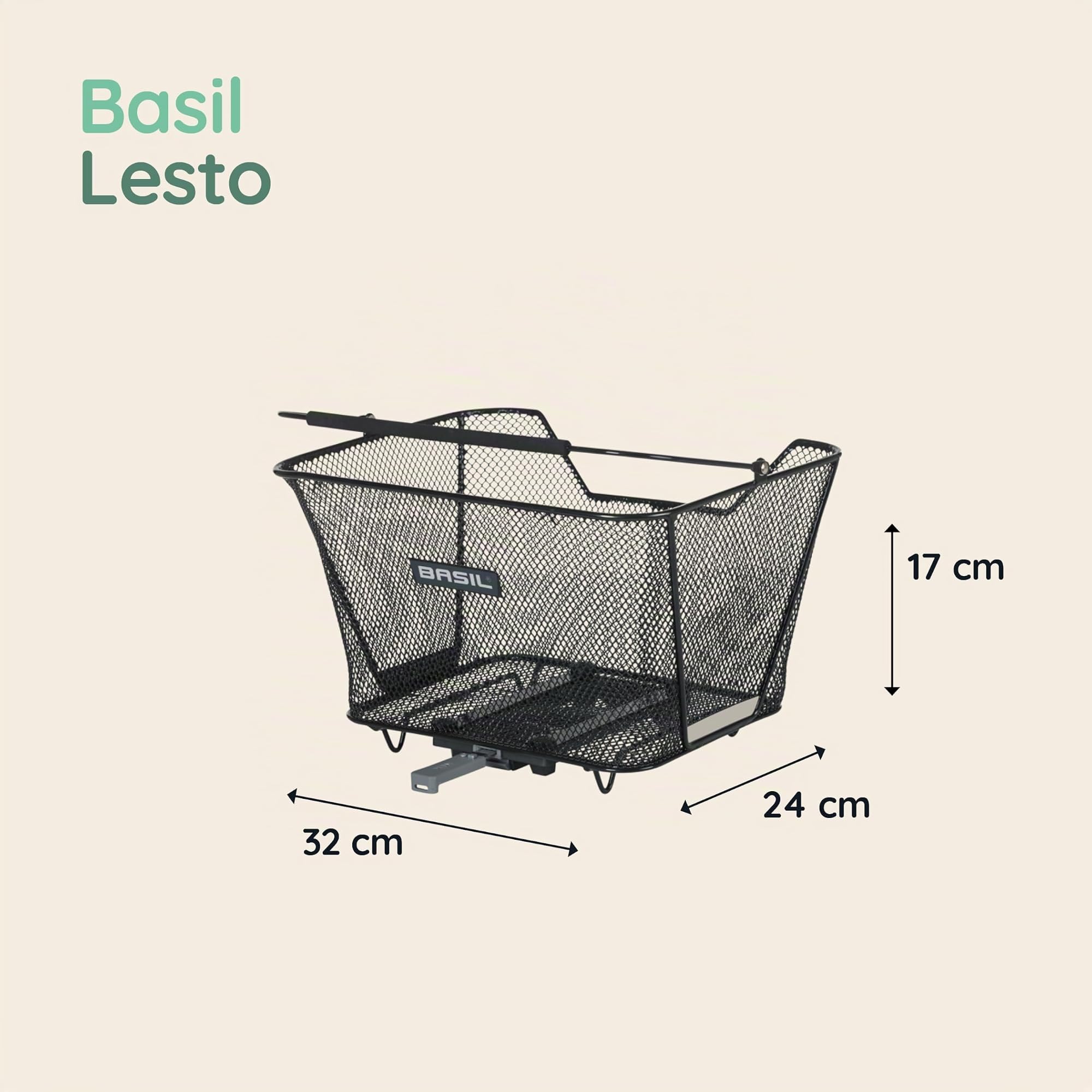 Basil Lesto MIK Panier Vélo Arrière Noir Verrouillable Courses