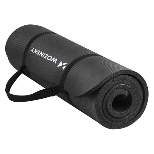 Wozinsky Tapis Fitness 181 cm Tapis de Yoga Noir 1 cm Antidérapant