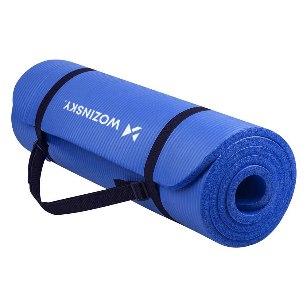 Wozinsky Tapis Fitness 181 cm Tapis de Yoga Noir 1 cm Antidérapant