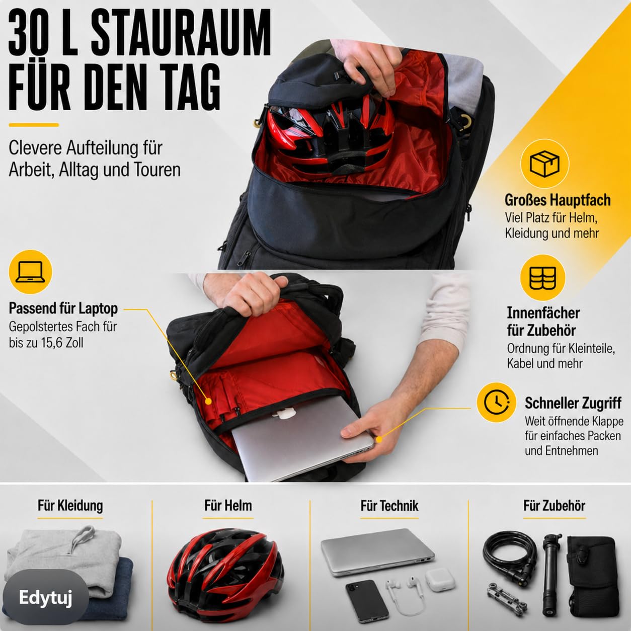 Wozinsky Sacoche Porte-Bagages 2 en 1 Étanche 30 L Noire