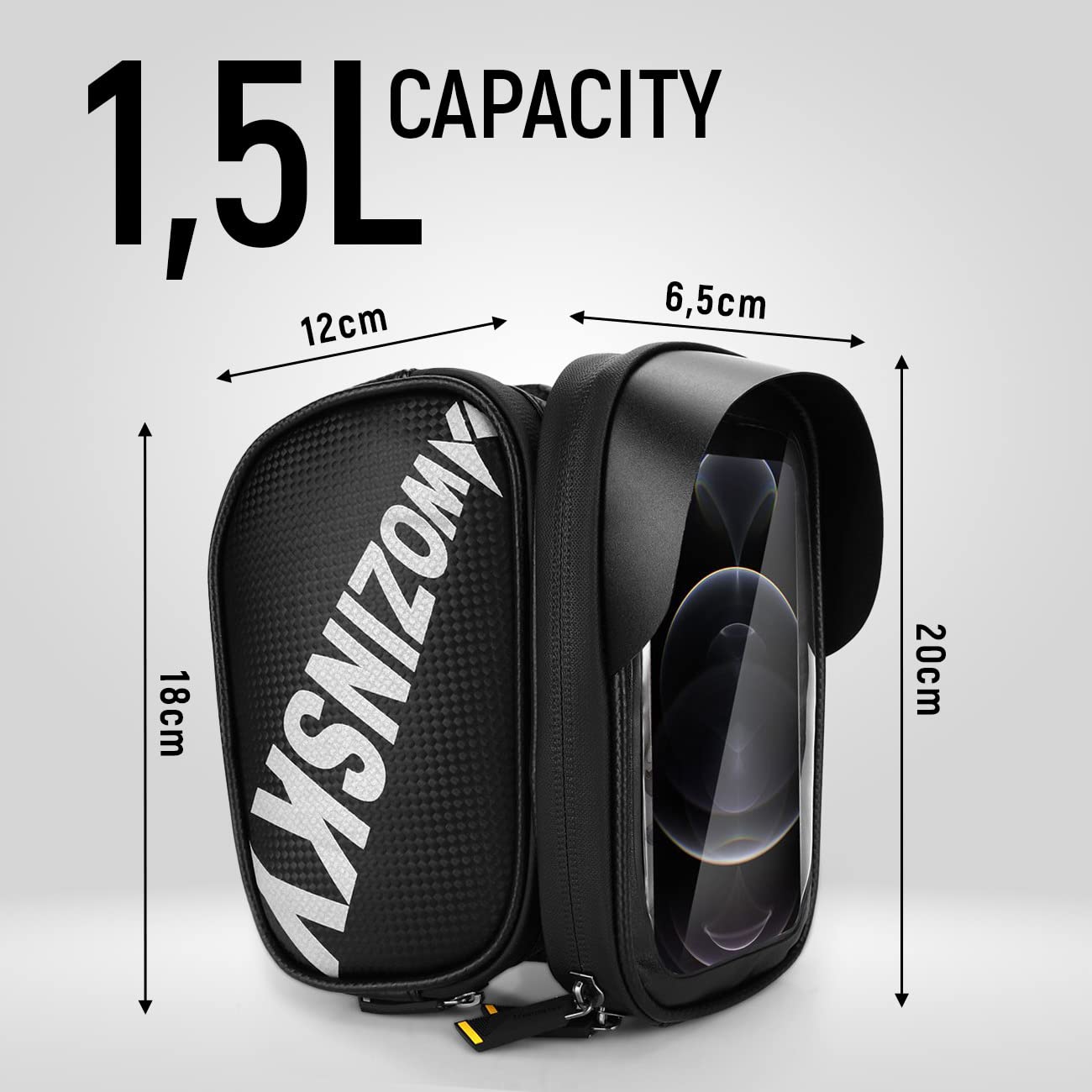 Wozinsky WBB21BK sacoche cadre téléphone étanche