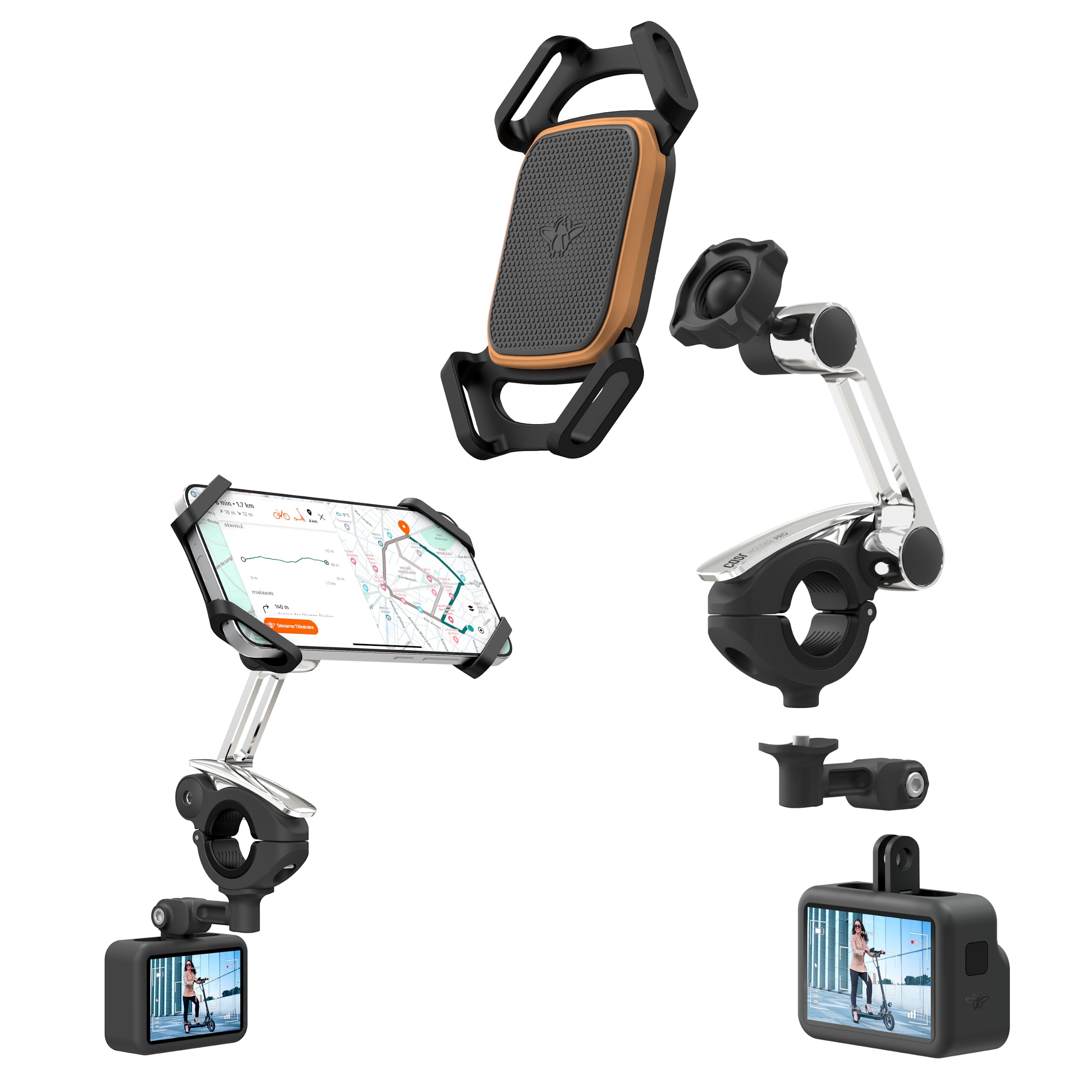 CASR Holder Pro Support Téléphone Guidon 360° Noir 7 Pouces