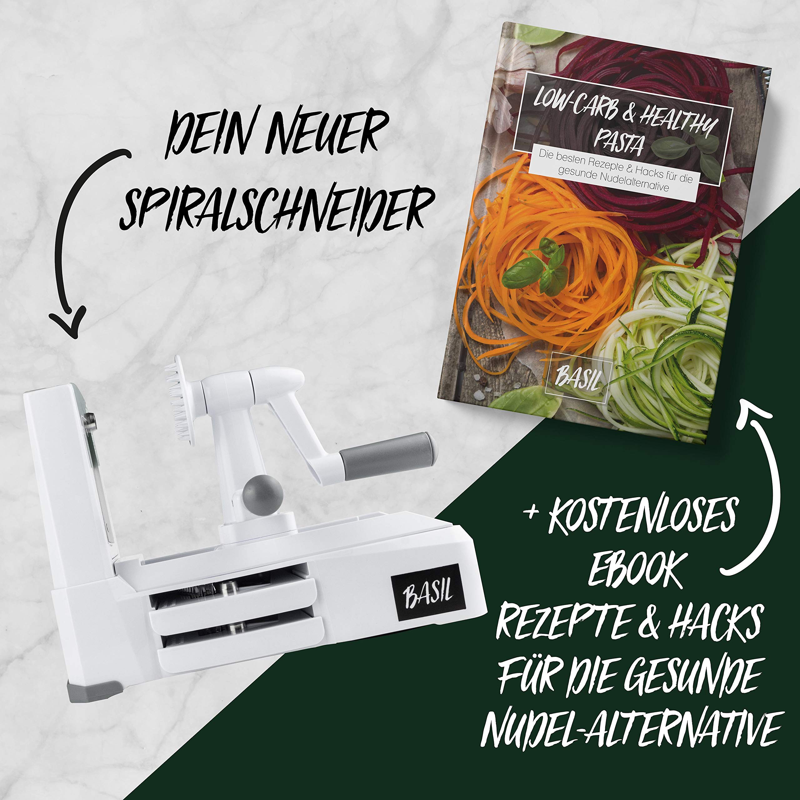BASIL Spirali Coupe Légumes Spirale Set 5 Pièces Inox