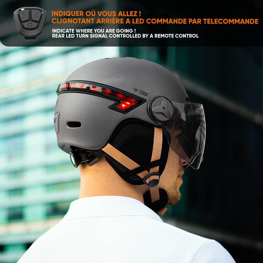 CASR Glow Casque Vélo LED Gris Taille M 55-58 cm