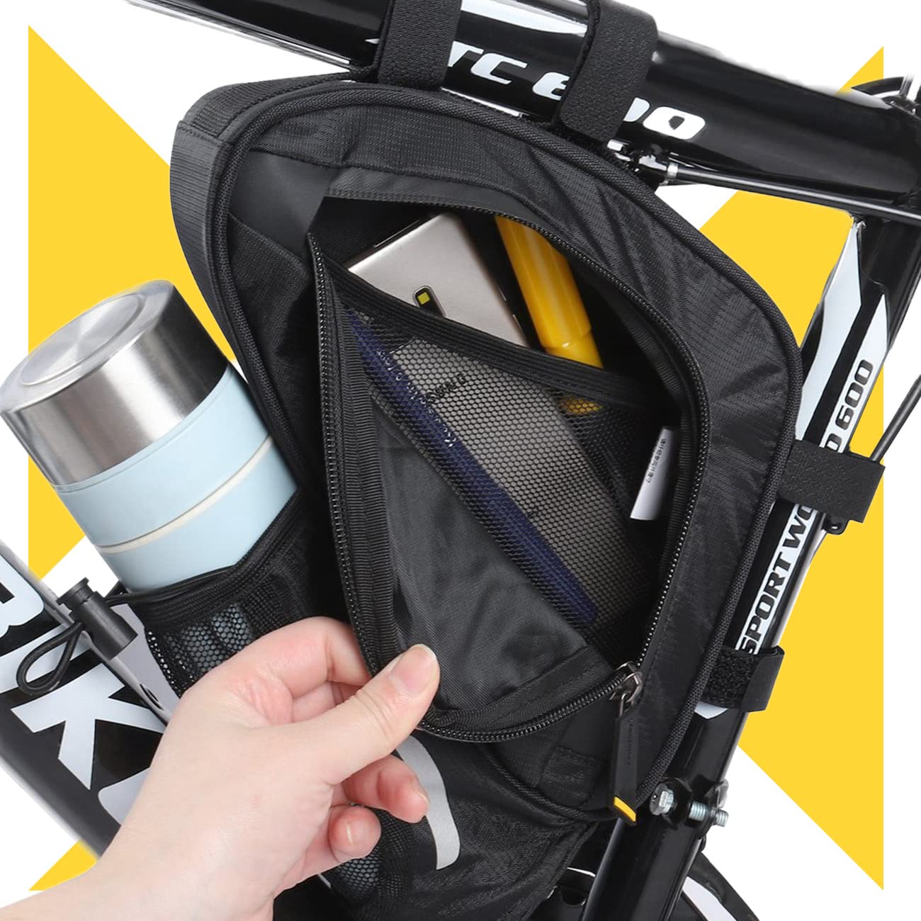 Wozinsky WBB23BK sacoche cadre vélo étanche porte-bidon