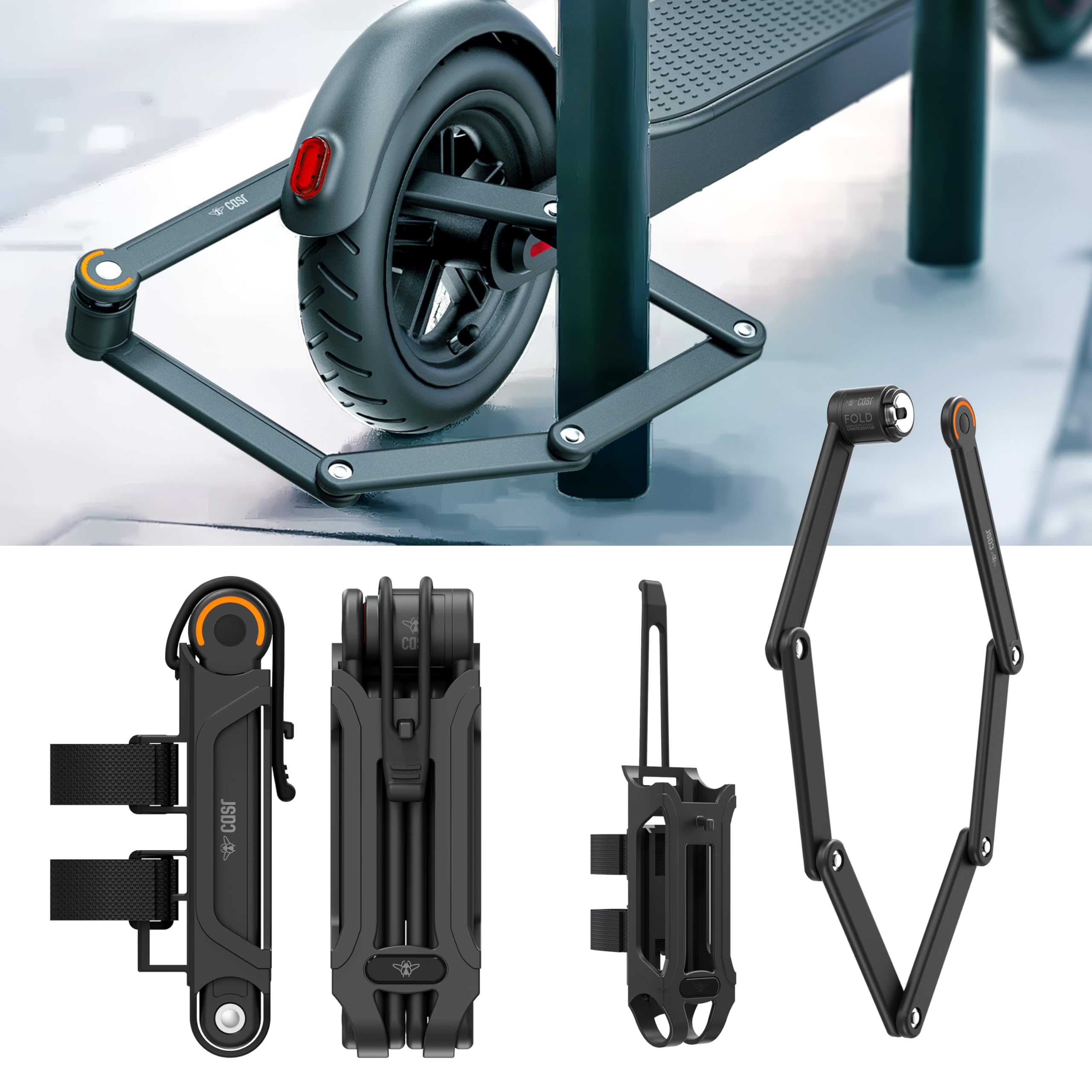 CASR Antivol Vélo Pliable cadenas 80 cm acier trempé