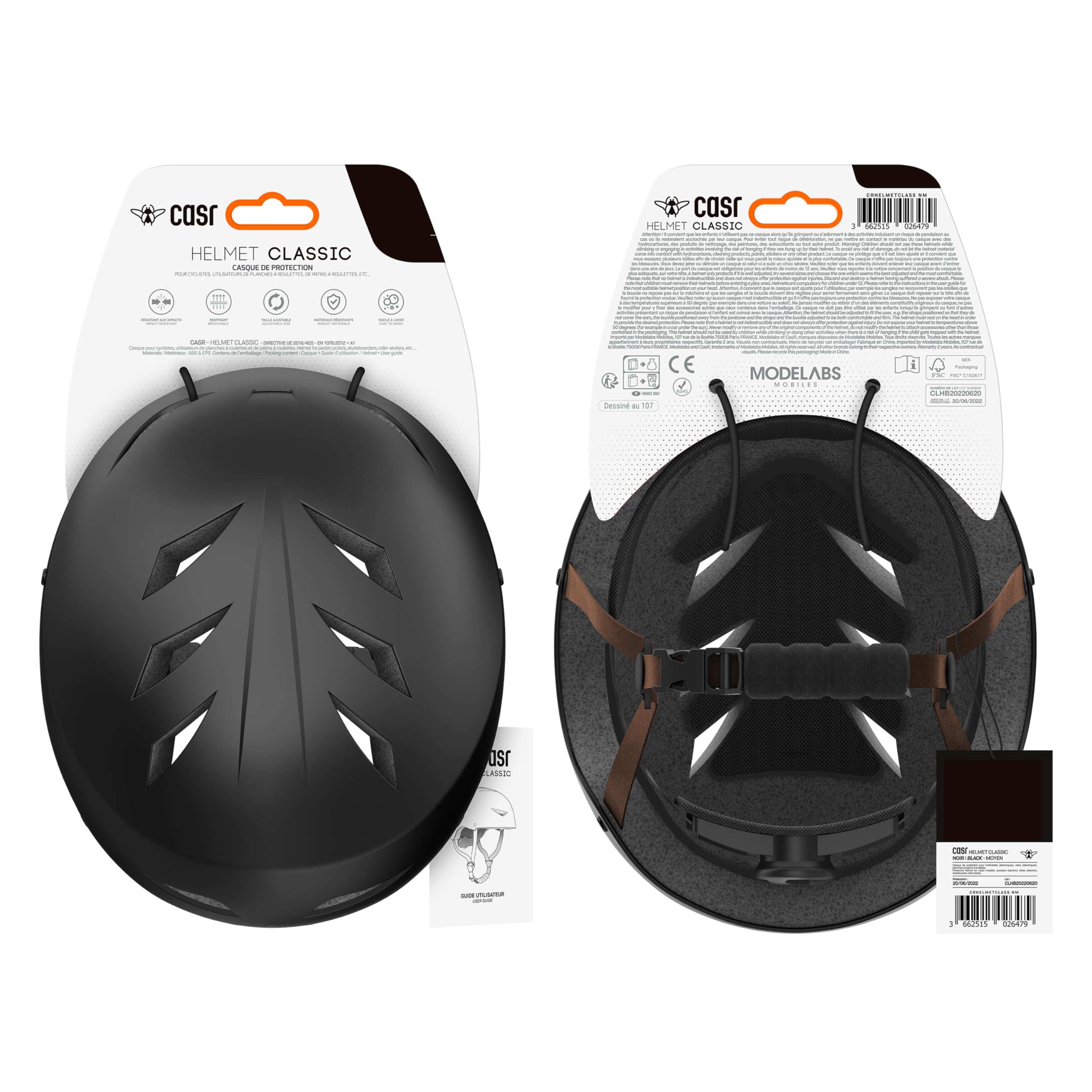 CASR Classic casque vélo enfant Noir S 51-54 cm