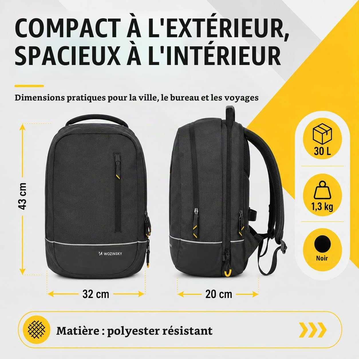 Wozinsky Sacoche Porte-Bagages 2 en 1 Étanche 30 L Noire