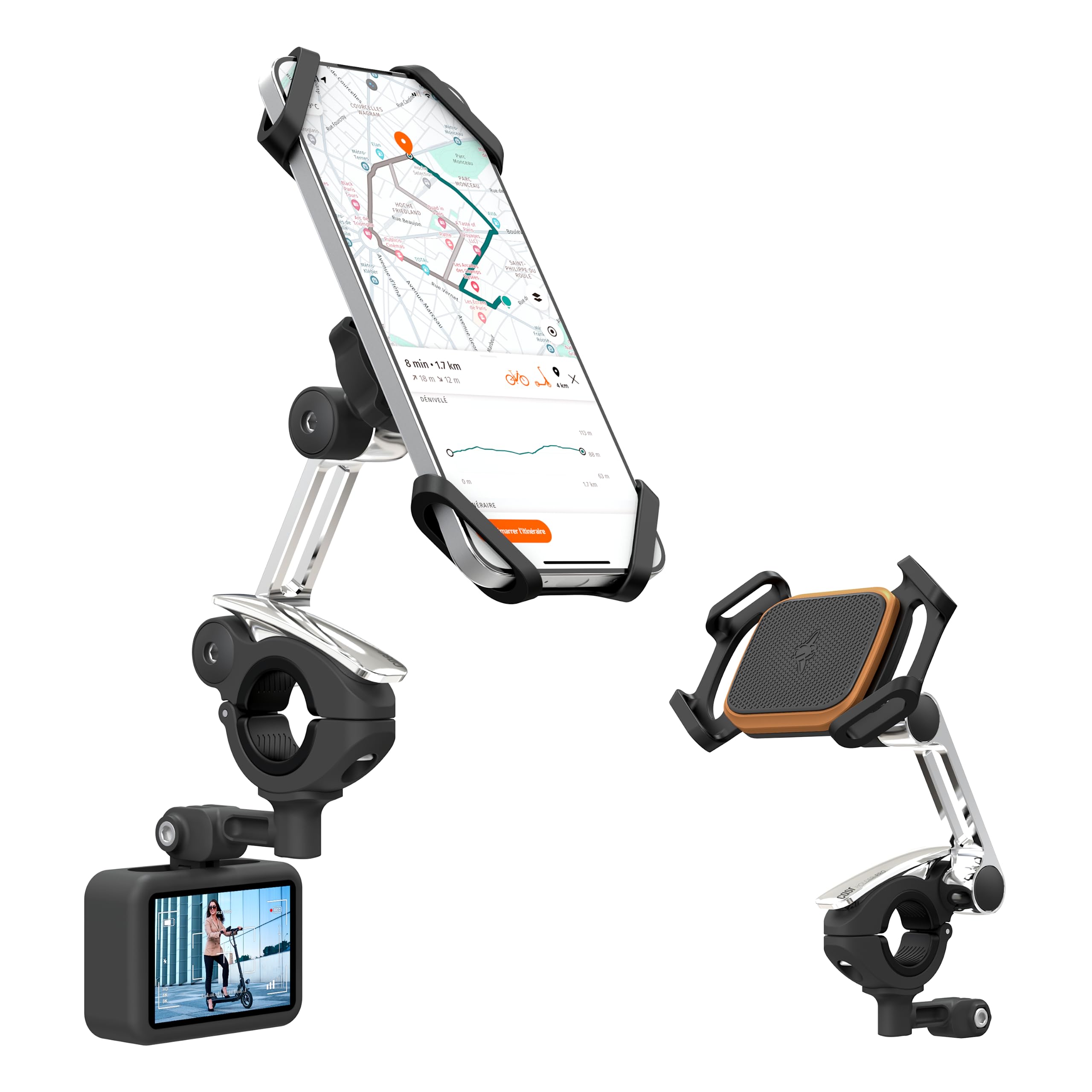 CASR Holder Pro Support Téléphone Guidon 360° Noir 7 Pouces