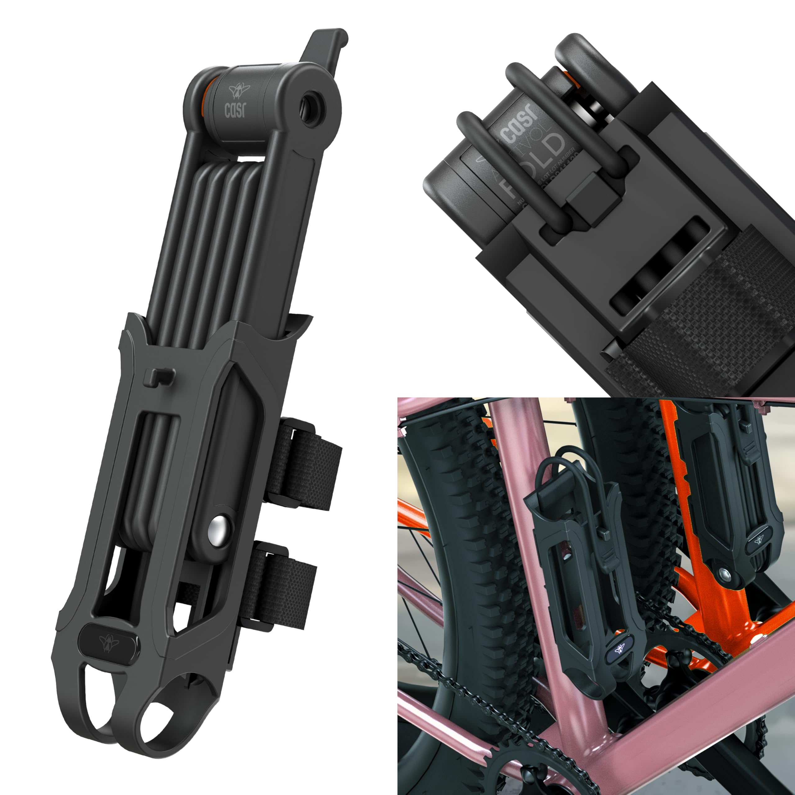 CASR Antivol Vélo Pliable cadenas 80 cm acier trempé