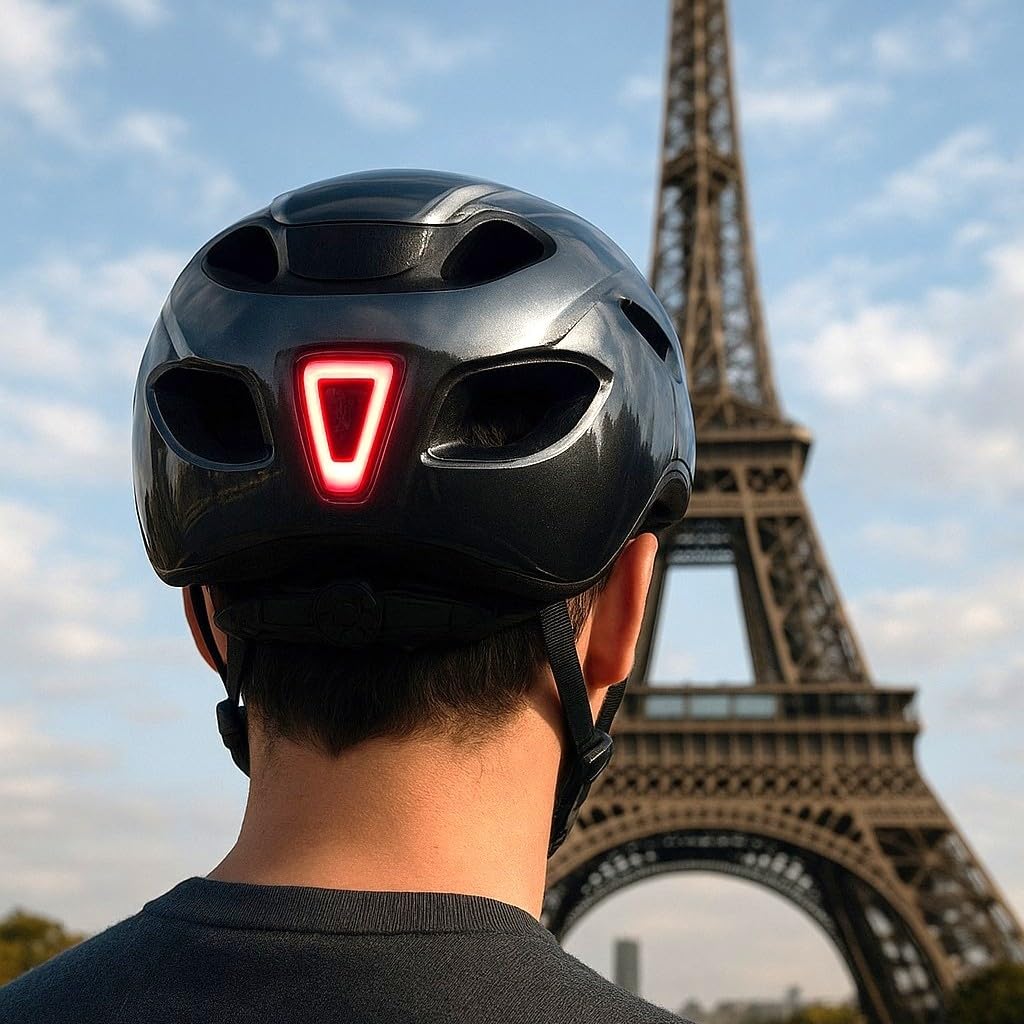 CASR Casques Casque Vélo LED Noir L USB-C EN 1078