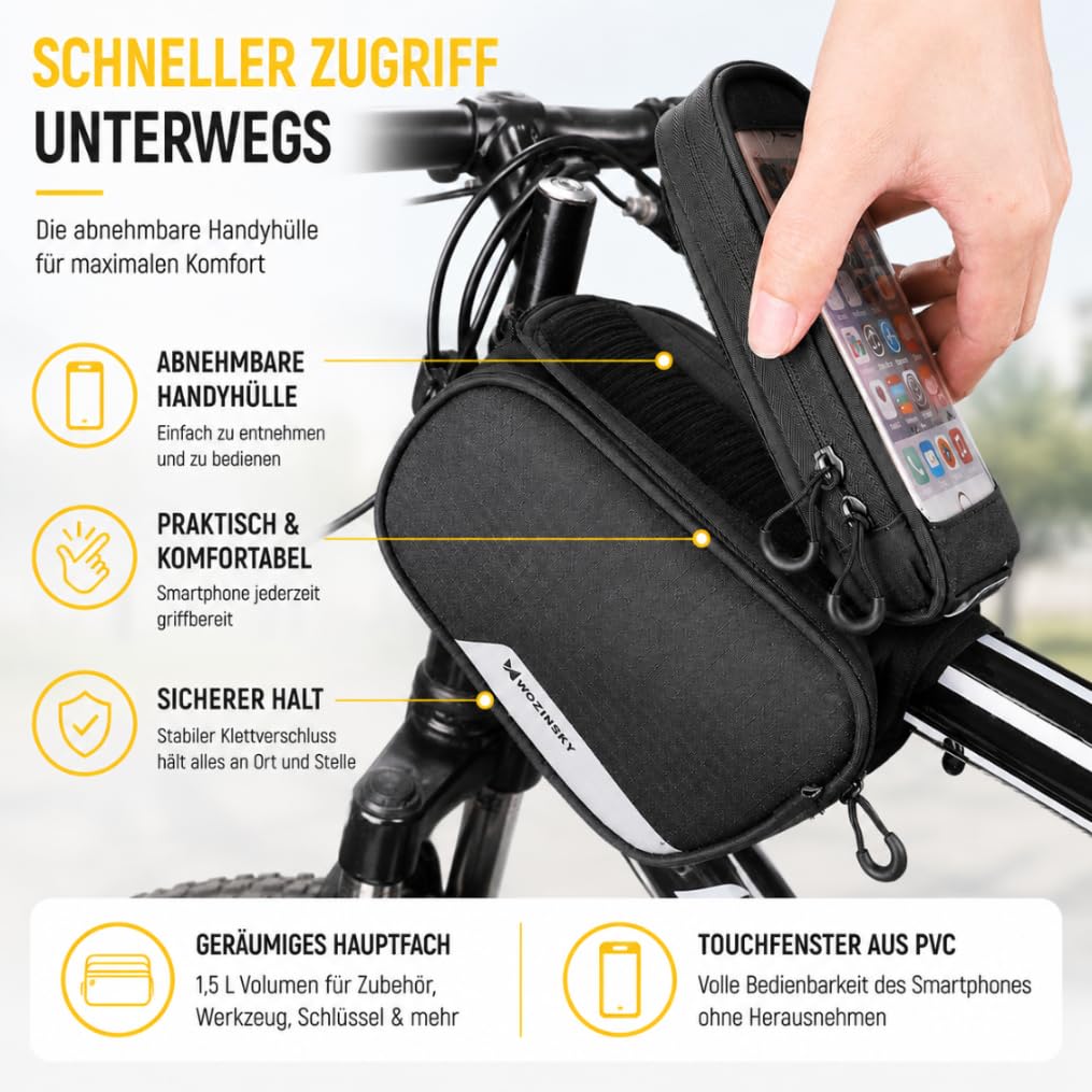 Wozinsky Sacoche Cadre Vélo Téléphone 6,5" 1,5 L
