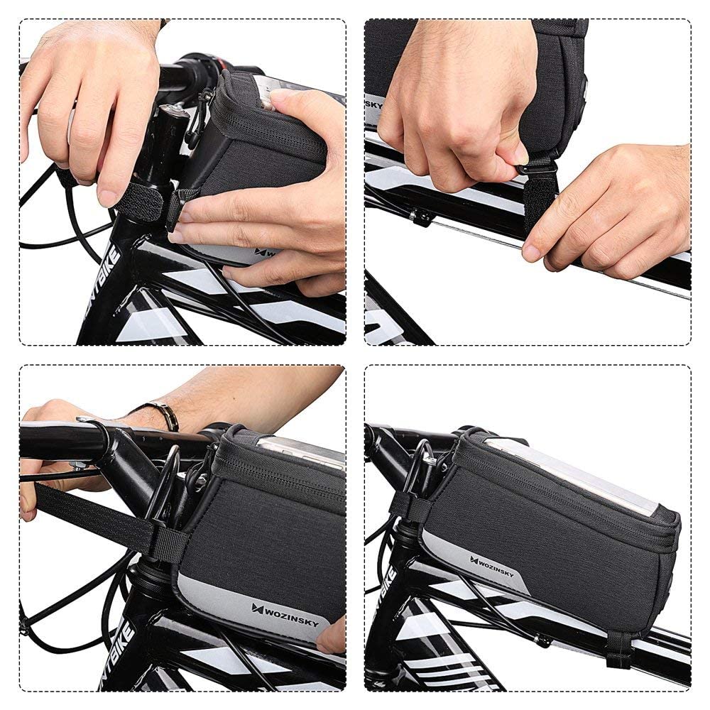 Wozinsky WBB6BK sacoche cadre vélo noire étanche smartphone