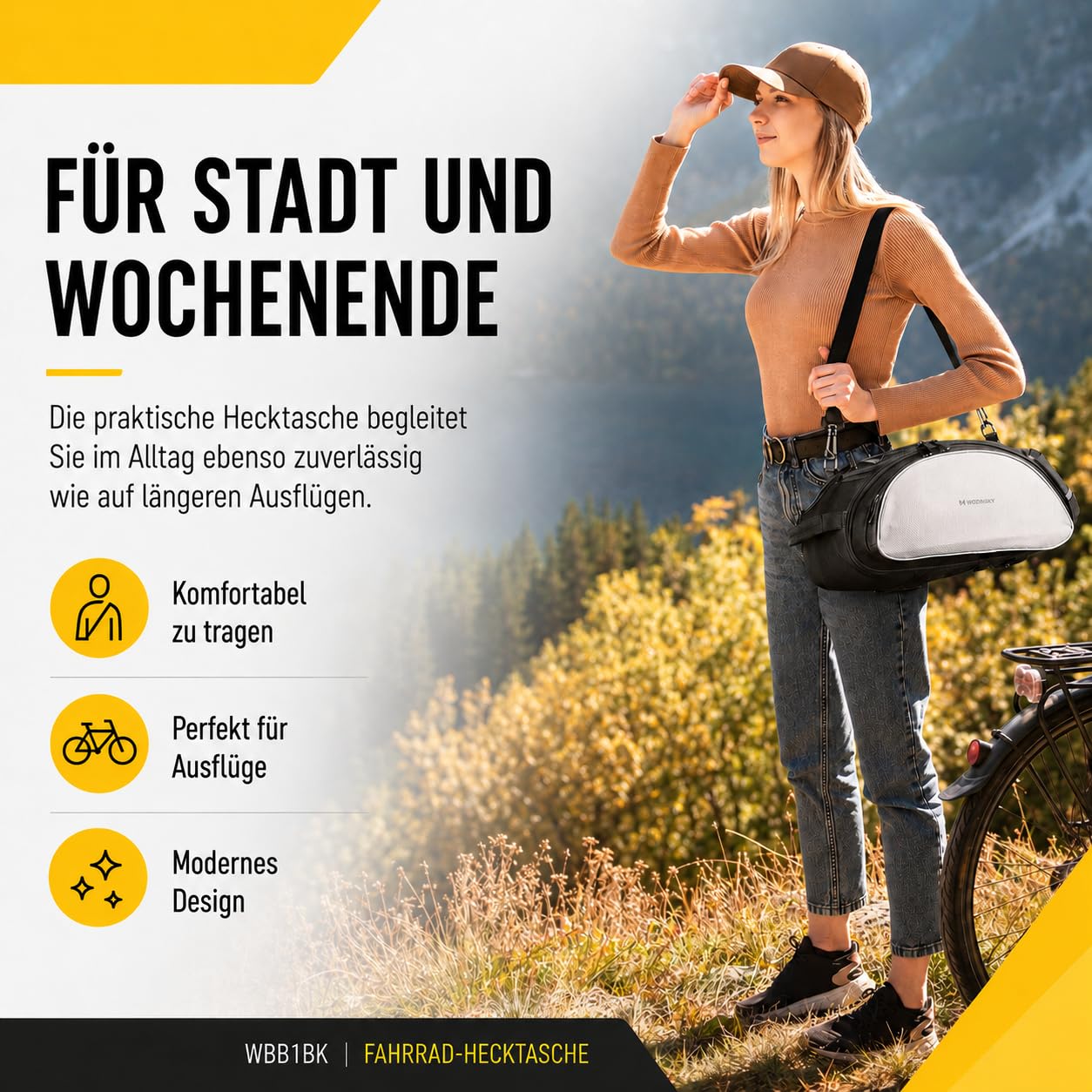 Wozinsky Sacoche Porte-Bagages Vélo 13L Noir Étanche