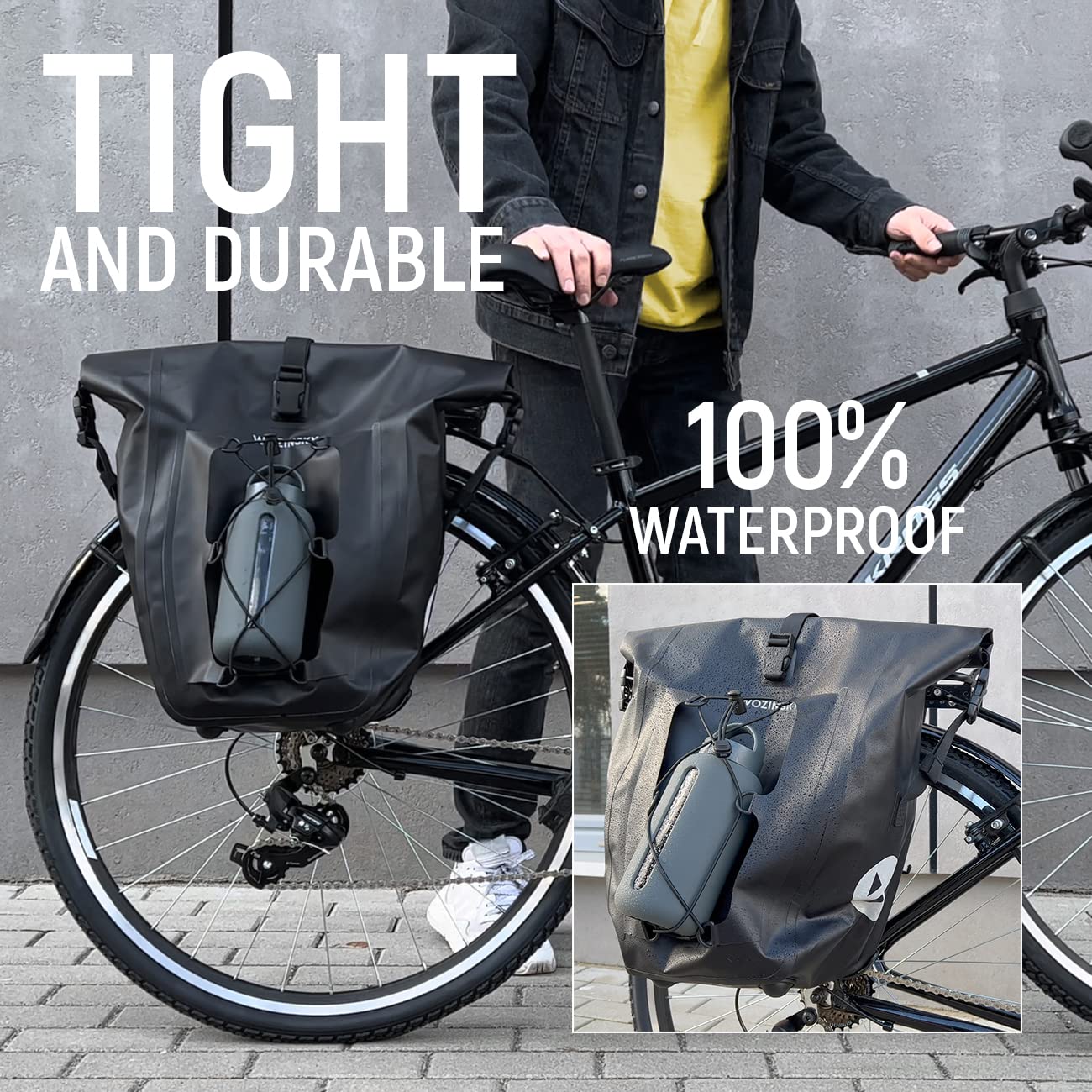 Wozinsky Sacoche Vélo Étanche 25L Noire