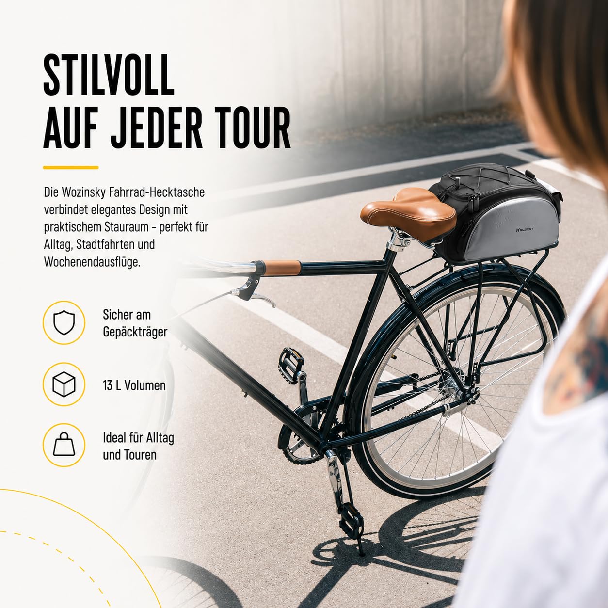 Wozinsky Sacoche Porte-Bagages Vélo 13L Noir Étanche