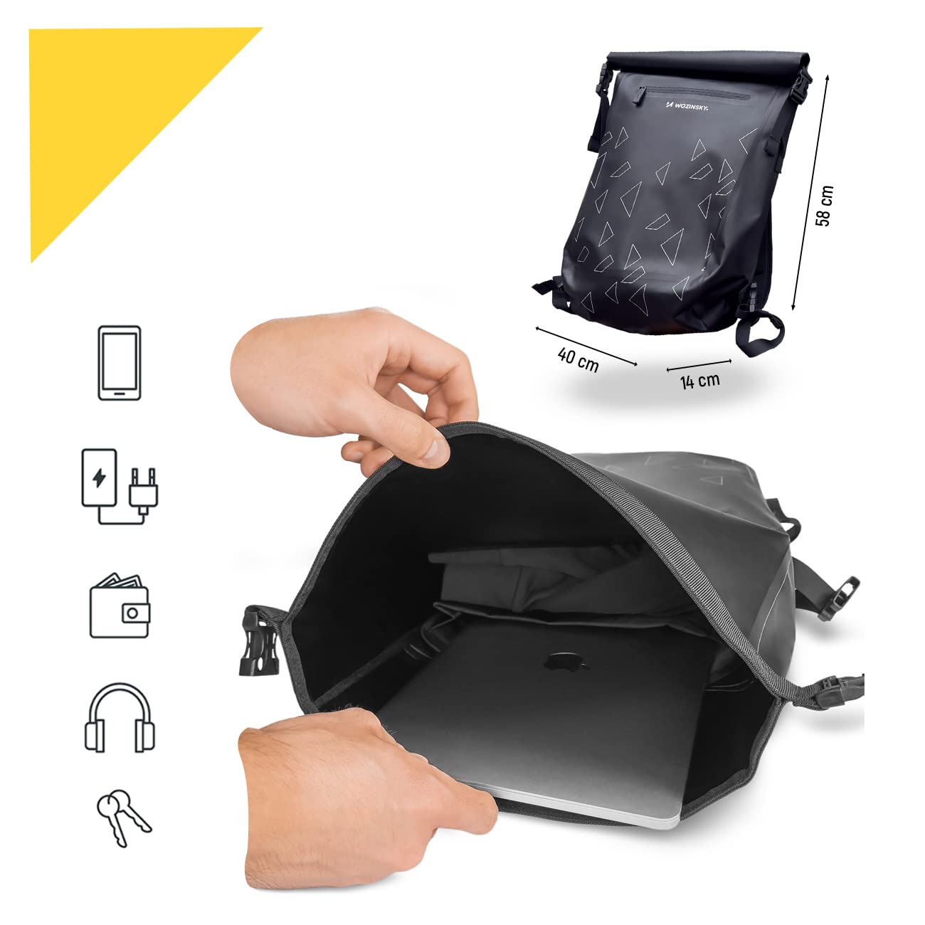 Wozinsky sacoche vélo étanche 23 L noire