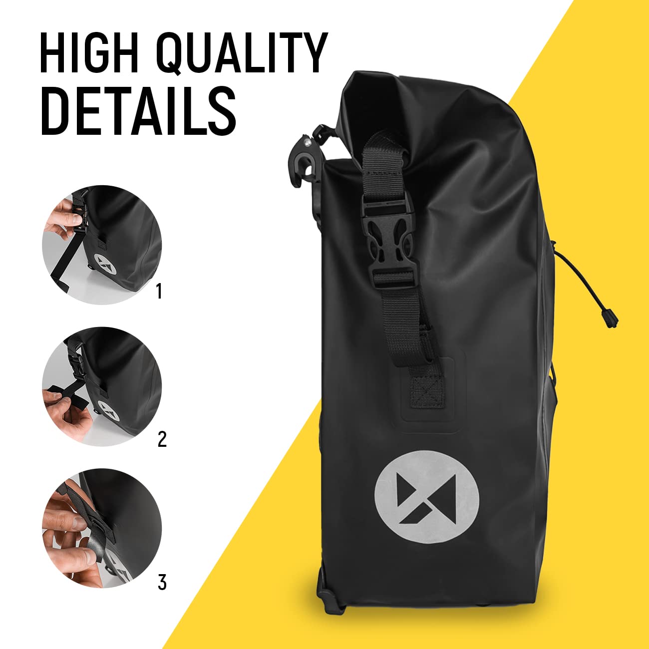 Wozinsky sacoche voyage étanche porte-bagages 25L rouge