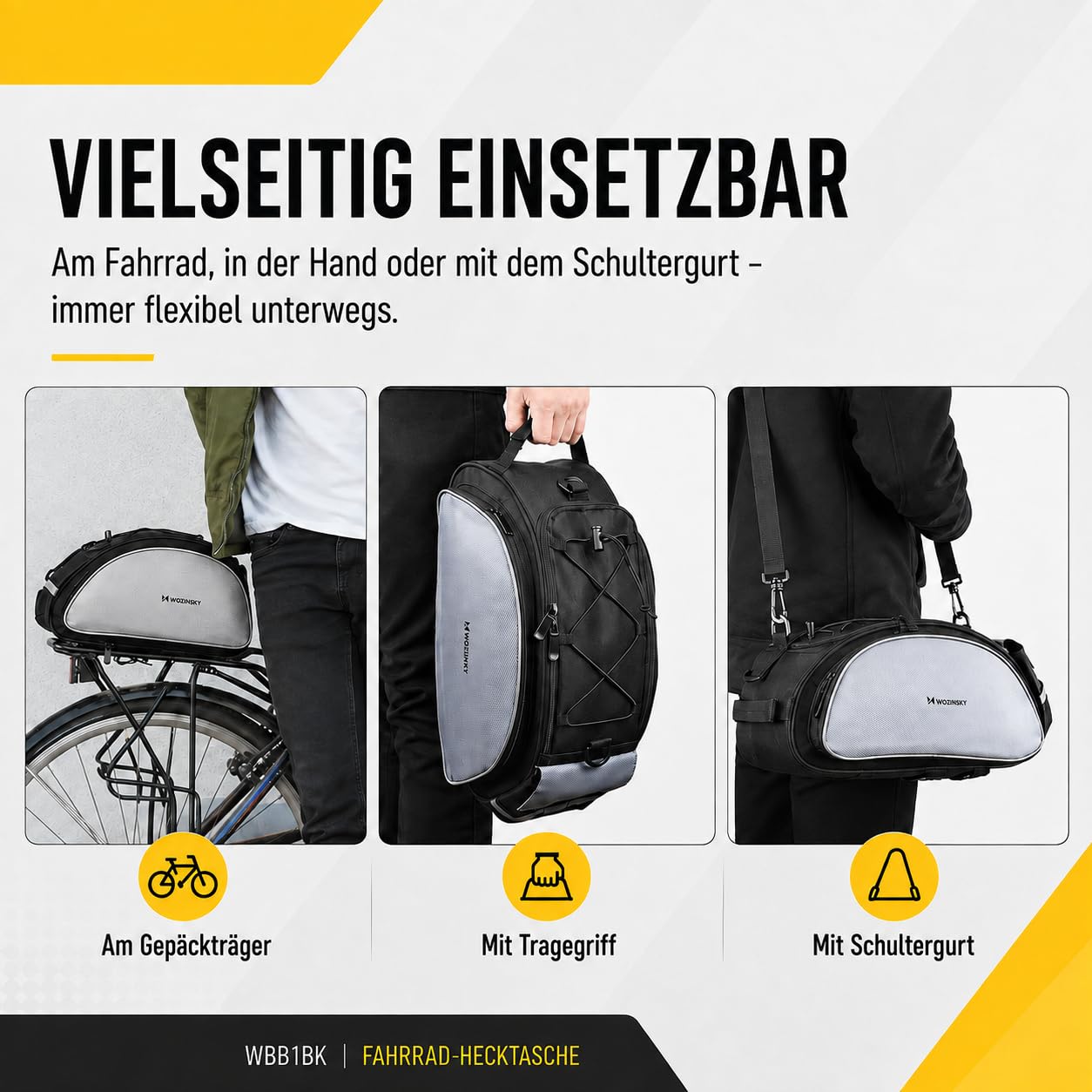 Wozinsky Sacoche Porte-Bagages Vélo 13L Noir Étanche