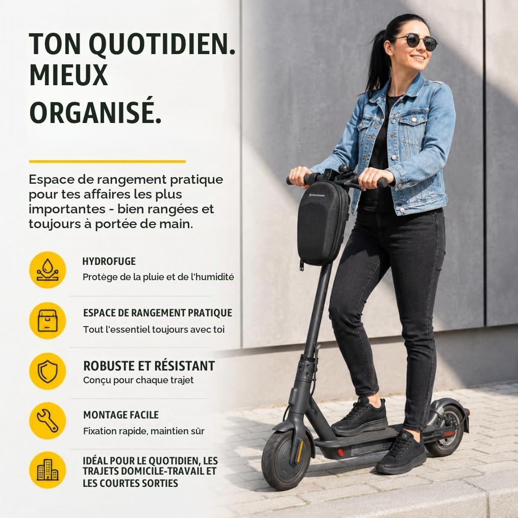 Wozinsky Sac Guidon Trottinette Étanche 6L Noir