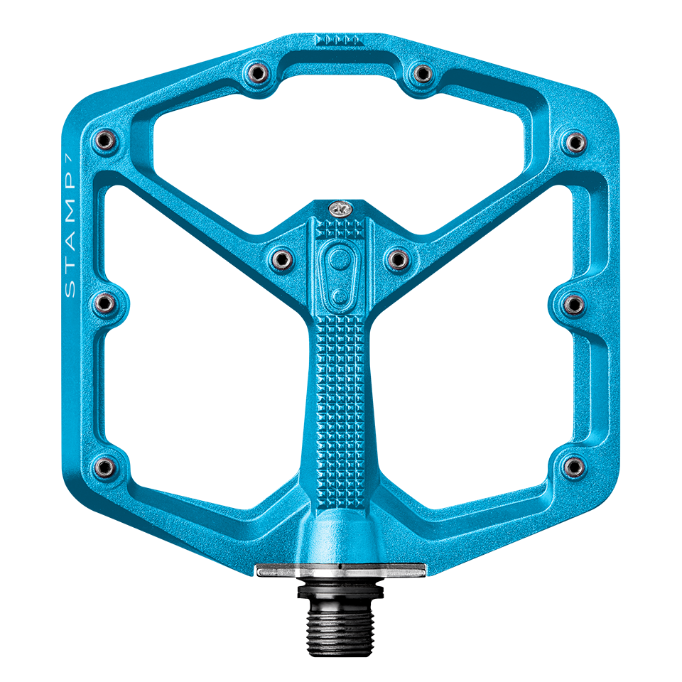 Crankbrothers Stamp 7 Large pédales plates bleu électrique alu