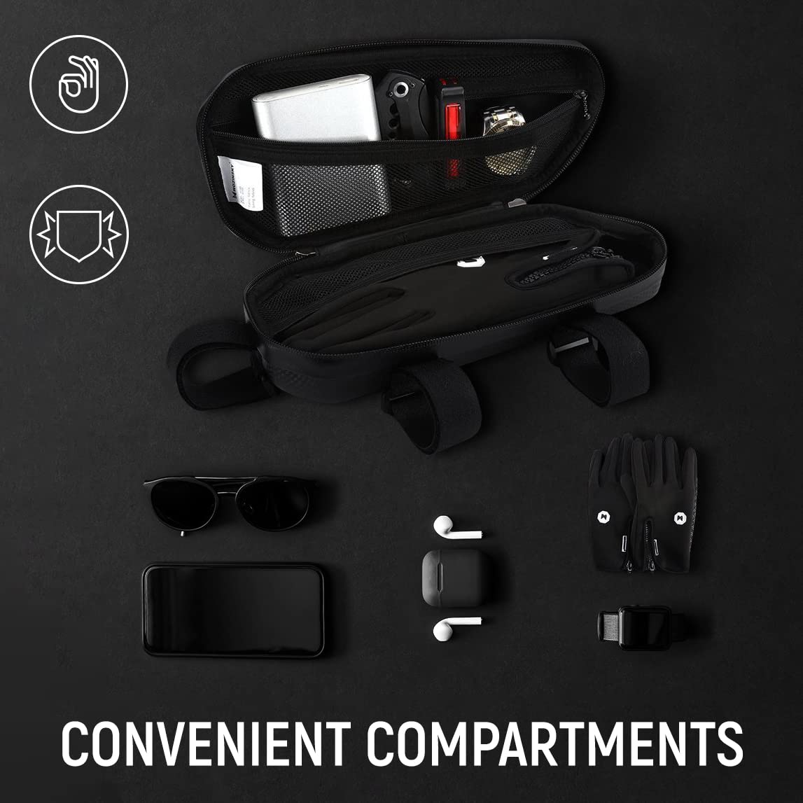 Wozinsky Sacoches de Cadre Sacoche Vélo 1,5 L Noir Étanche