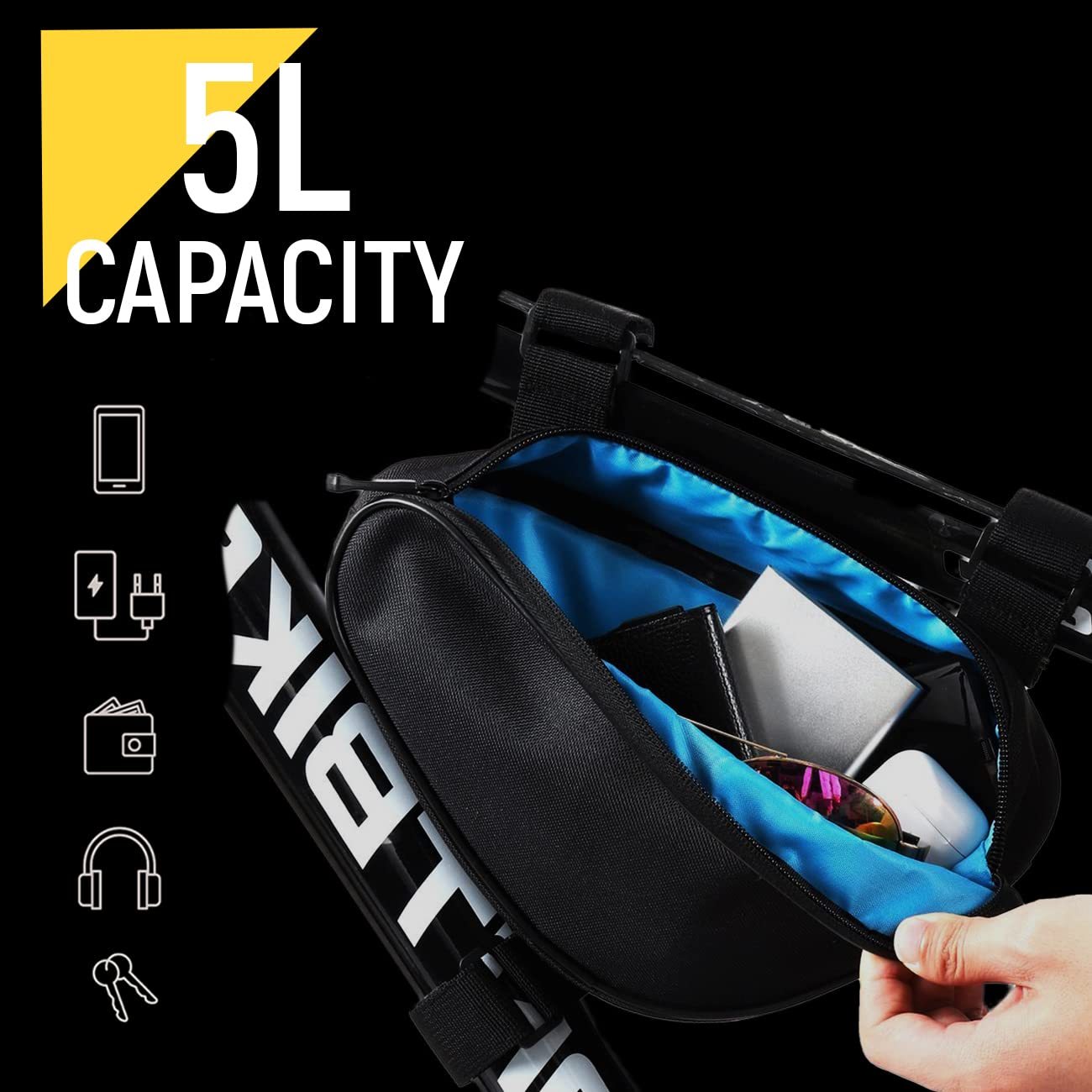 Wozinsky WBB11BK Sacoche Cadre Vélo 1,5L Noir