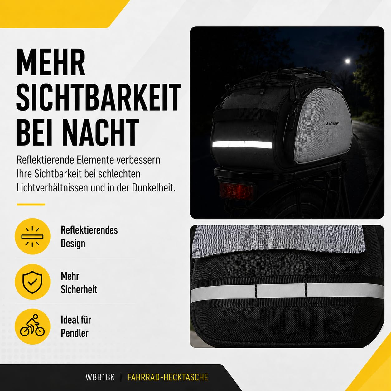 Wozinsky Sacoche Porte-Bagages Vélo 13L Noir Étanche
