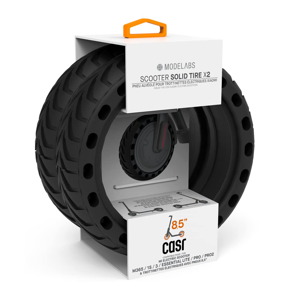 CASR Miscoot Pack 2 Pneus Pleins 8,5 Pouces Noir Alvéolés