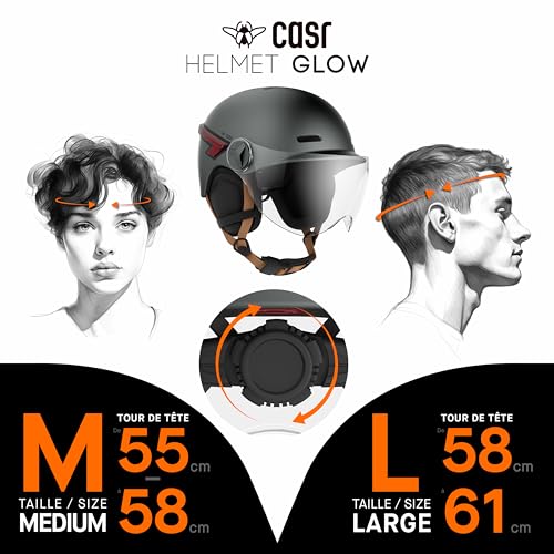 CASR LED Glow Casque Vélo Taille M Crème Visière XL