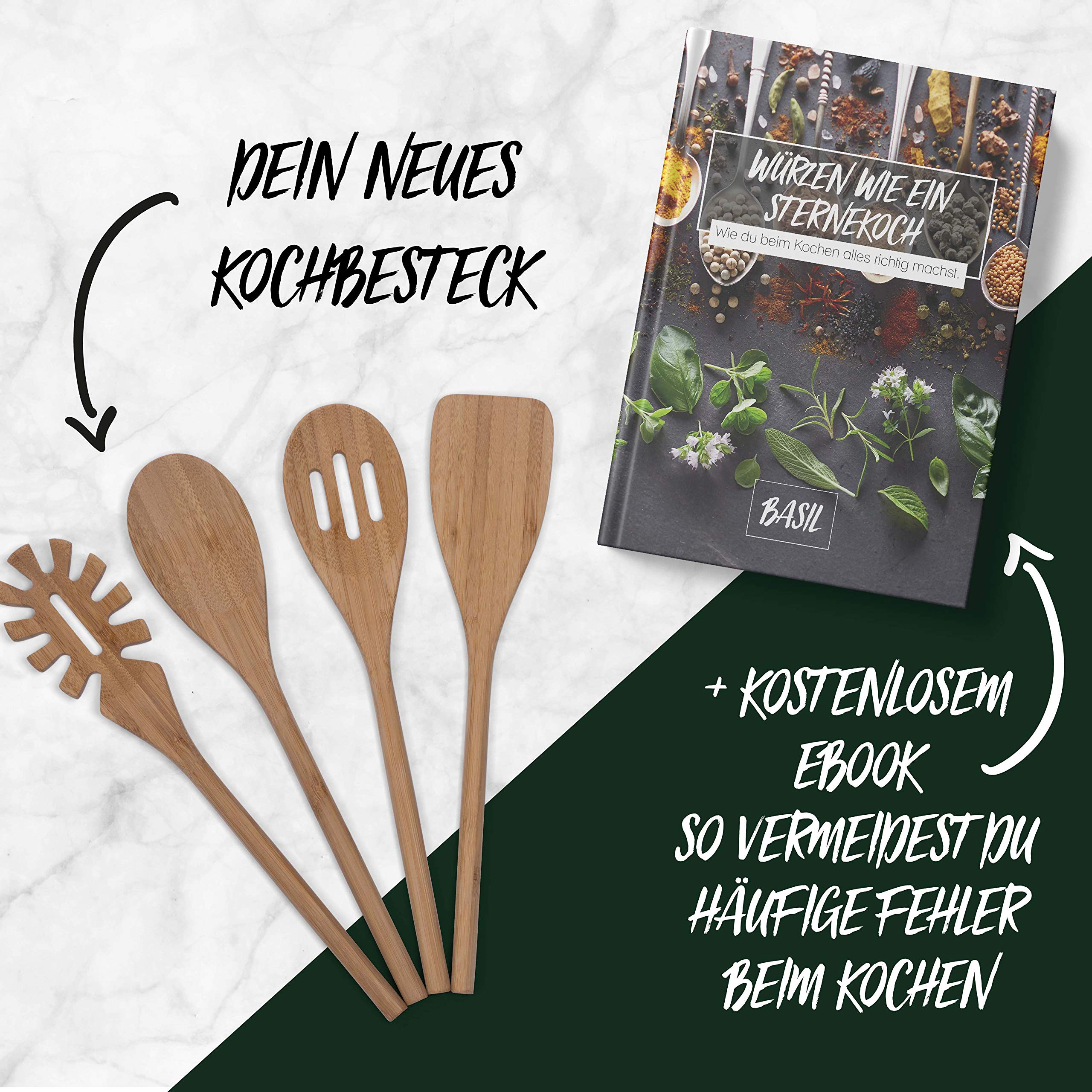 Basil Kit 4 ustensiles cuisine bambou naturel