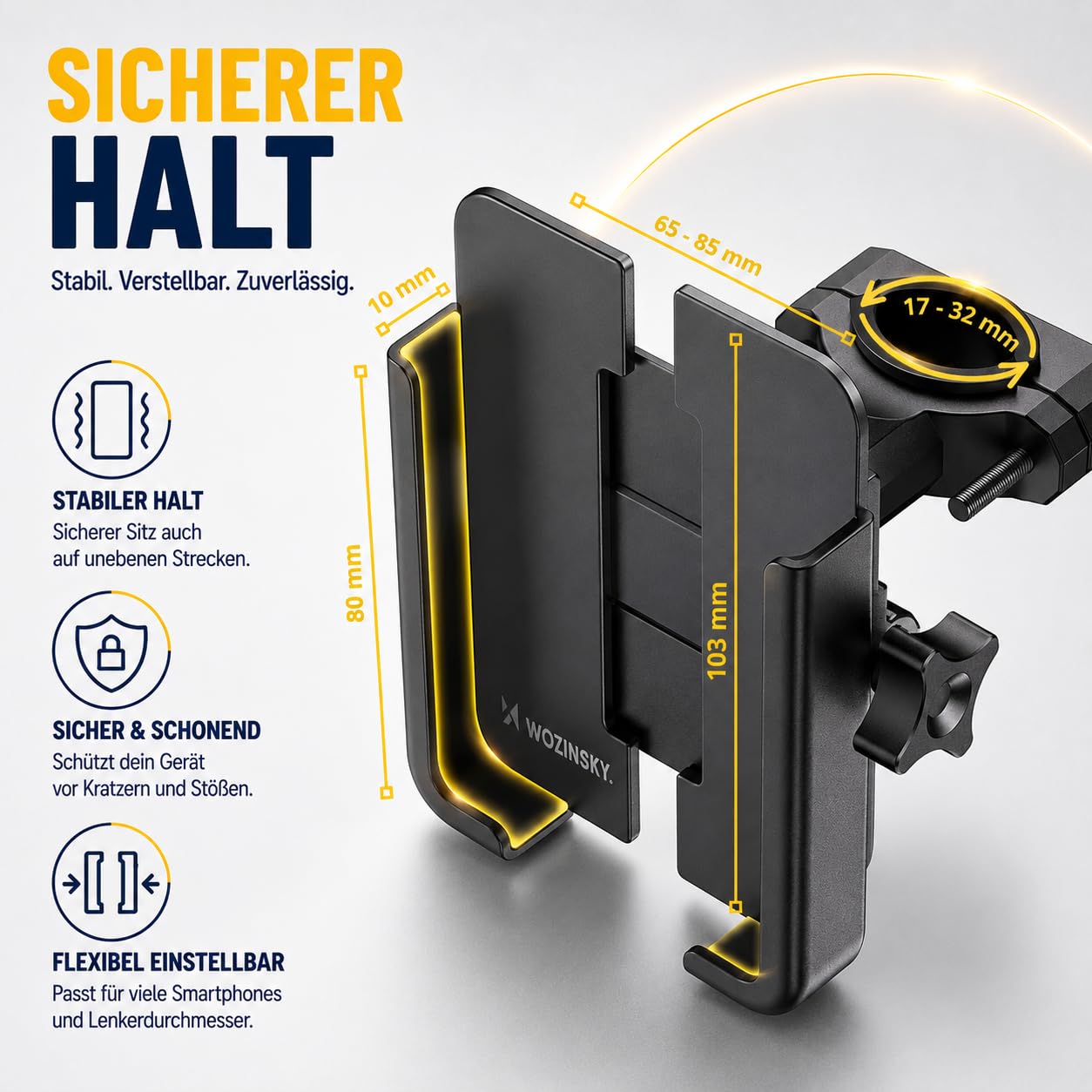 Wozinsky WBHBK3 Support téléphone vélo alu 360°