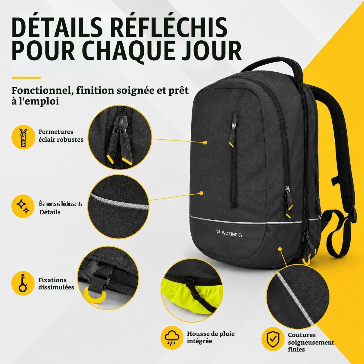 Wozinsky Sacoche Porte-Bagages 2 en 1 Étanche 30 L Noire